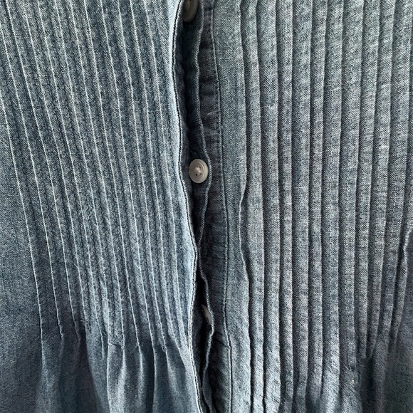 LANDS’ END | NWOT LONG SLEEVE COTTON CHAMBRAY PINTUCK TUNIC | LARGE PETITE - Picture 4 of 10